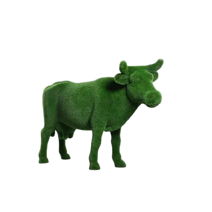 Aurelle – luxury cow sculpture from the Grace Collection, sculpted with natural poise in botanical texture for upscale outdoor design.