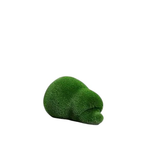 Moss, a baby hedgehog topiary sculpture in artificial grass, shown in a soft, compact form from the Grace Collection.
